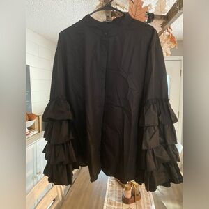 Womens black ruffle sleeve tunic 3X